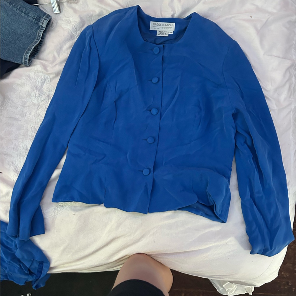 Maggy London Royal Blue Blouse with Skirt